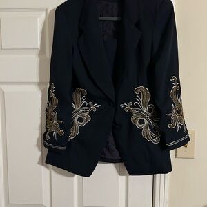 COPY - Milano Navy Blue and Gold Embellished Blazer
